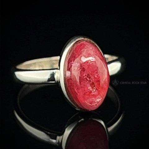 Gem Rhodonite Silver Ring Size 6