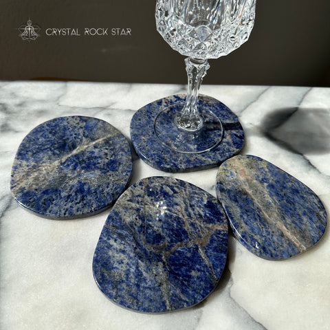 Sodalite Blue Crystal Coasters - Set of 4