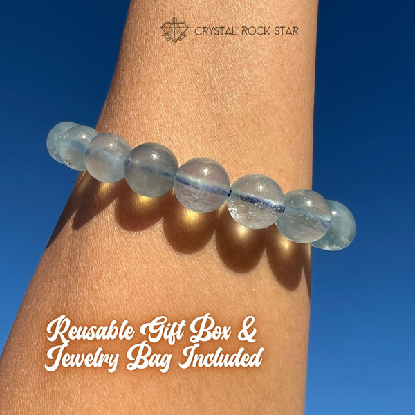 Birthstone Mini Bracelets | Gemstone Prism & Sandalwood Bracelets March | Aquamarine