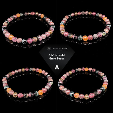 Rainbow Tourmaline Stretch Bead Bracelet