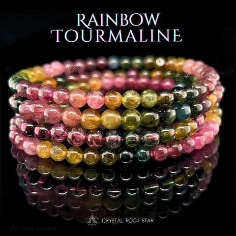 Rainbow Tourmaline 5mm Bead Bracelet