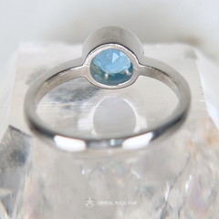 Aquamarine Solitaire Silver Ring - Size 8.5