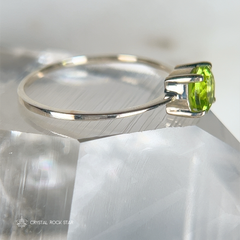 Peridot Gemstone Solitaire Sterling Silver Ring