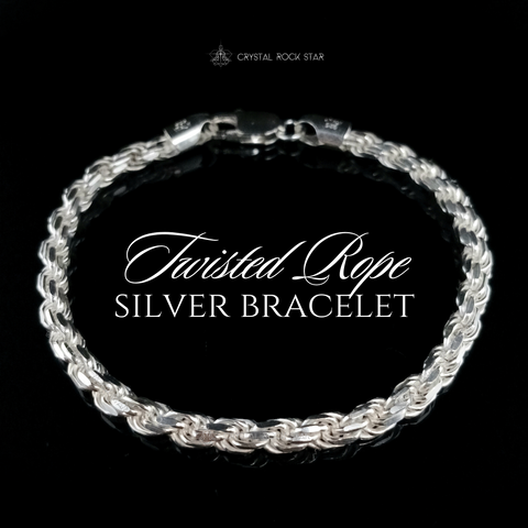 Sterling Silver Spiral Twist Chain Bracelet 8"