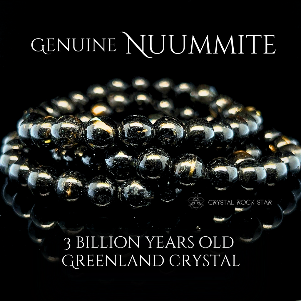 Genuine Nuummite Stretch Bead Bracelet