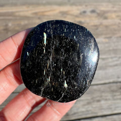Nuummite Palm Stone with Blue Gold Flashes