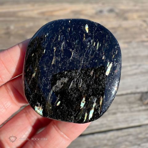 Nuummite Palm Stone with Blue Gold Flashes