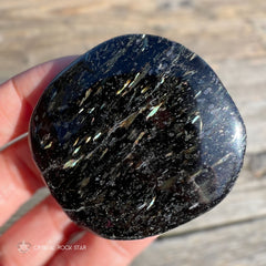 Nuummite Palm Stone with Blue Gold Flashes