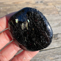 Nuummite Palm Stone with Blue Gold Flashes