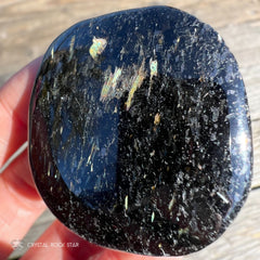 Nuummite Palm Stone with Blue Gold Flashes