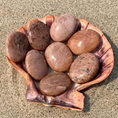 Peach Moonstone Palm Stone