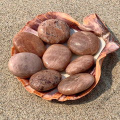 Peach Moonstone Palm Stone