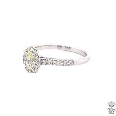 Yellow Diamond Oval White Gold Halo Ring