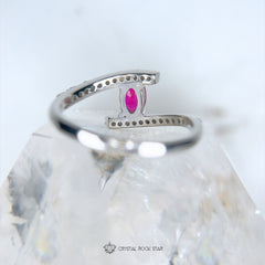 Ruby Oval Bypass Sterling Silver Ring