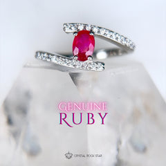 Ruby Oval Bypass Sterling Silver Ring