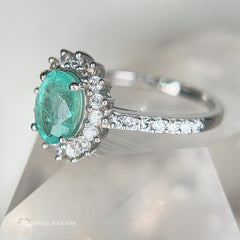 Natural Emerald Sterling Silver Ring - Size 7 Oval