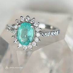 Natural Emerald Sterling Silver Ring - Size 7 Oval