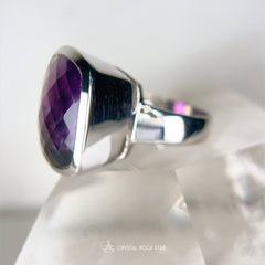 Amethyst Sterling Silver Cocktail Ring Size 8