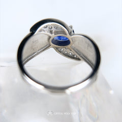 Blue Sapphire Oval Pave Wide Twist Band Ring