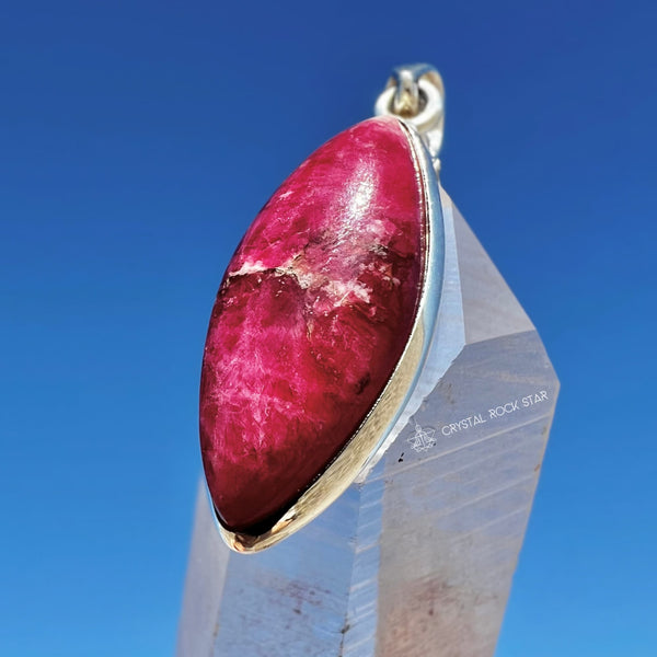 Tugtupite Color Changing Crystal Silver Pendant UV Reactive Mineral ...