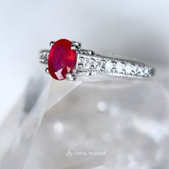 Ruby Sterling Silver Art Deco Oval Ring
