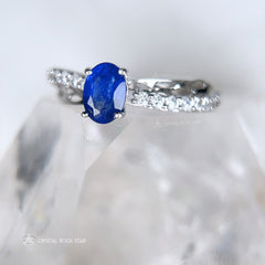Blue Sapphire Oval Twist Sterling Silver Ring