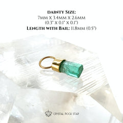 Columbian Emerald Raw Dainty Pendant 18K Gold