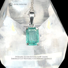 Genuine Emerald Sterling Silver Necklace