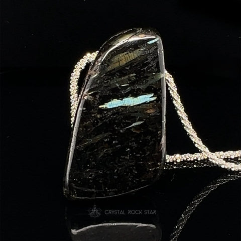 Rare Blue Nuummite Drilled Stone Pendant