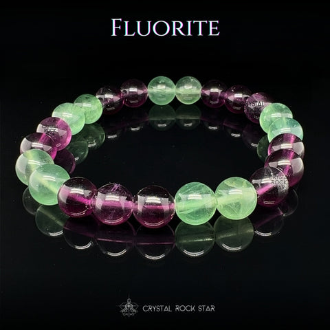 Purple Green Fluorite Stretch Bracelet 8mm Beads