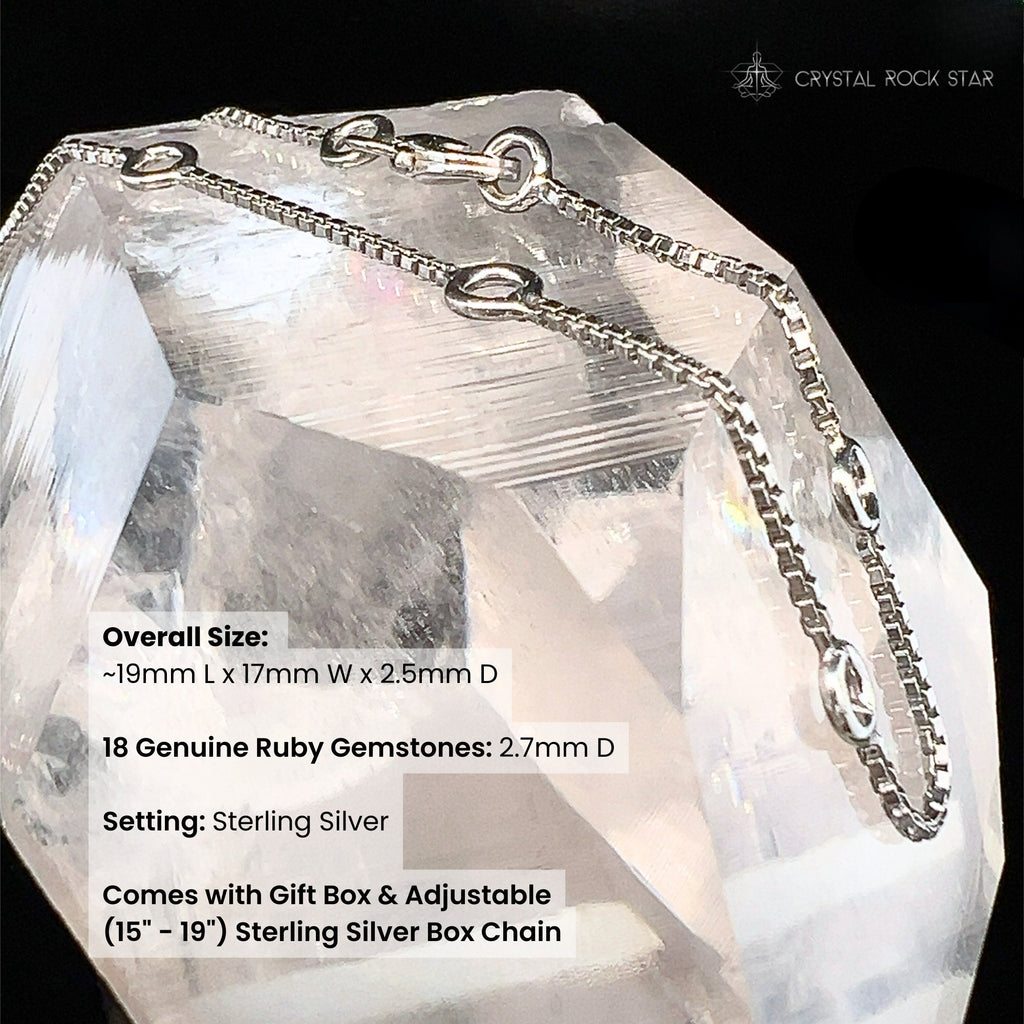 Ruby Triangular Pendants Genuine Ruby Gemstone Triangle Trinity Sterling Silver Necklace Chain ...