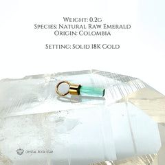 Dainty Raw Colombian Emerald Pendant 18K Gold