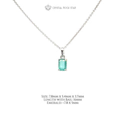 Genuine Emerald Sterling Silver Necklace