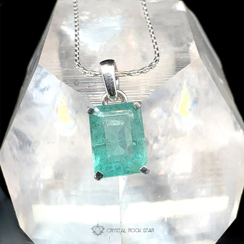 Natural Emerald Sterling Silver Necklace