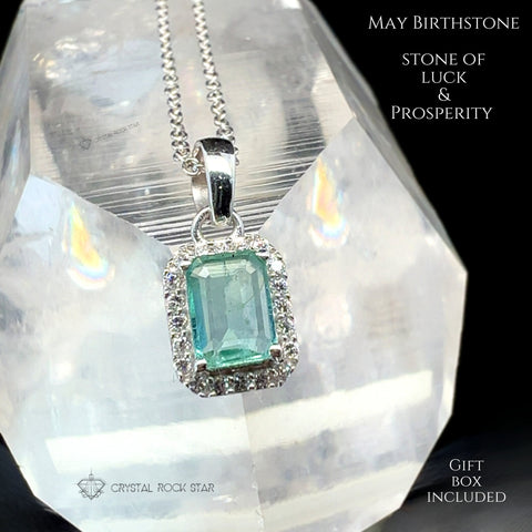 Genuine Emerald Cut Sterling Silver Necklace