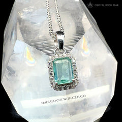 Genuine Emerald Cut Sterling Silver Necklace