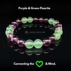 Purple Green Fluorite Stretch Bracelet 8mm Beads