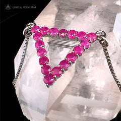 Genuine Ruby Triangle Sterling Silver Necklace