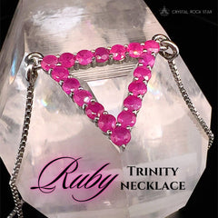 Genuine Ruby Triangle Sterling Silver Necklace