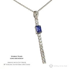 Blue Sapphire Sparkle Wand Sterling Silver Necklace