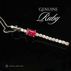 Ruby Sparkle Wand Sterling Silver Necklace