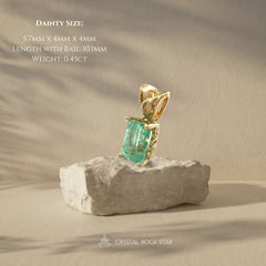 Dainty Emerald Pendant 14K Gold Dainty Charm