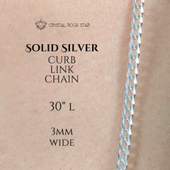 Sterling Silver Chain Curb Link Necklace 30"