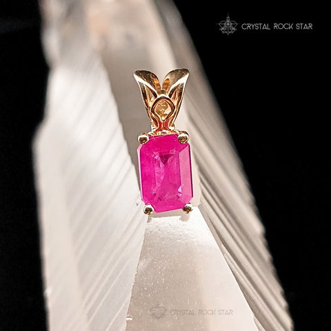 Pink Ruby 14K Solid Gold Dainty Pendant