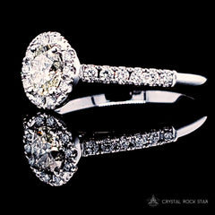 Yellow Diamond Oval White Gold Halo Ring