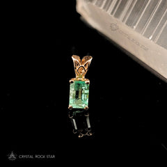 Dainty Emerald Pendant 14K Gold Dainty Charm