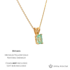 Dainty Emerald Pendant 14K Gold Dainty Charm