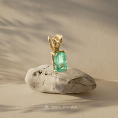 Dainty Emerald Pendant 14K Gold Dainty Charm