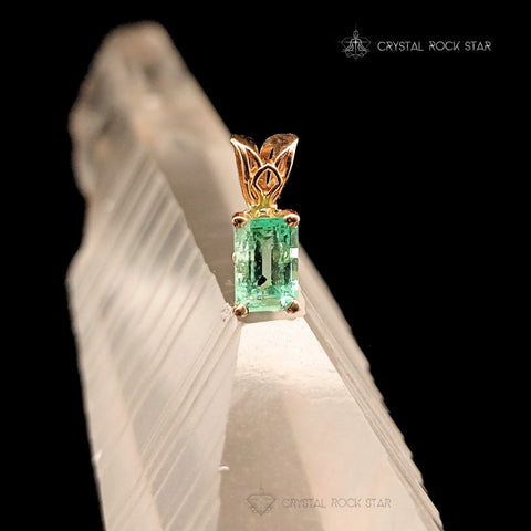 Dainty Emerald Pendant 14K Solid Yellow Gold