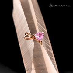 Pink Sapphire 14K Gold Trillion Pendant Tiny Charm